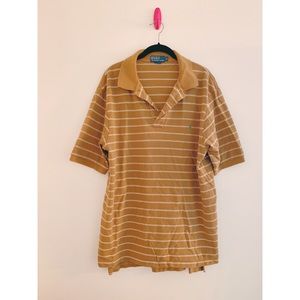 ✨ Mens Tan + White Striped Ralph Lauren Polo Shirt ✨